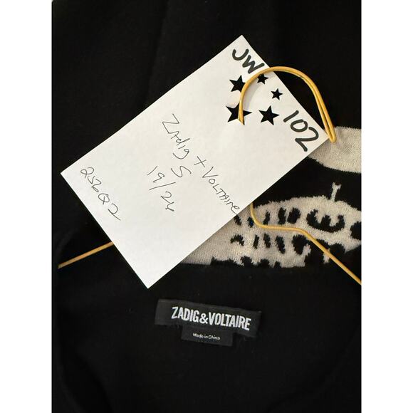 Zadig & Voltaire Sweater Women's Small 100% Merino Wool Skull Graphic Black - Picture 3 of 7